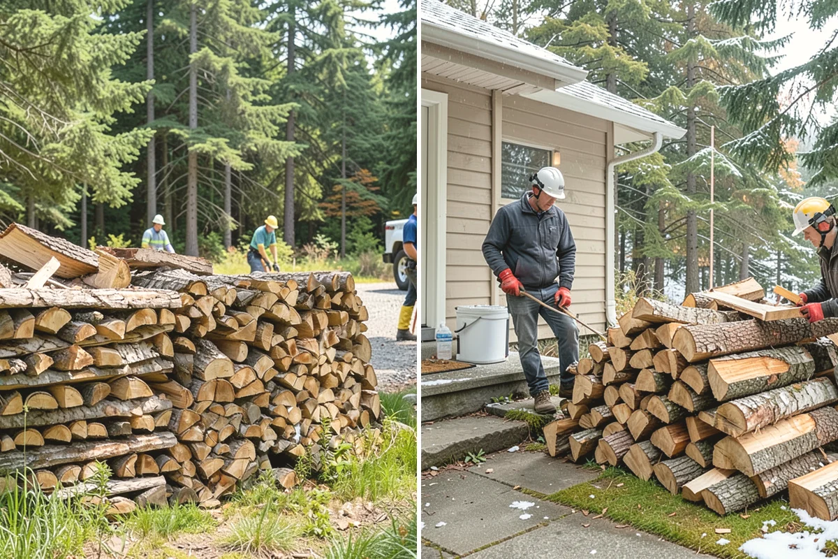 Storm Wood Processing in Covington, King County, WA - We survey the storm damage on-site