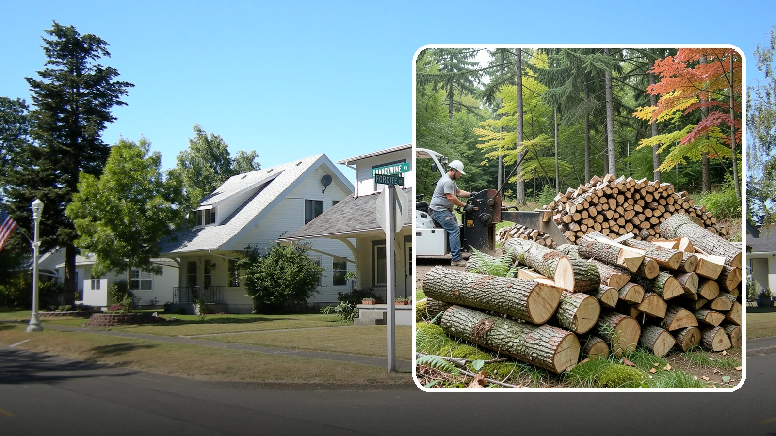 Storm Wood Processing in DuPont, Pierce County, WA - We process storm-downed trees and limbs into stacked, usable firewood.