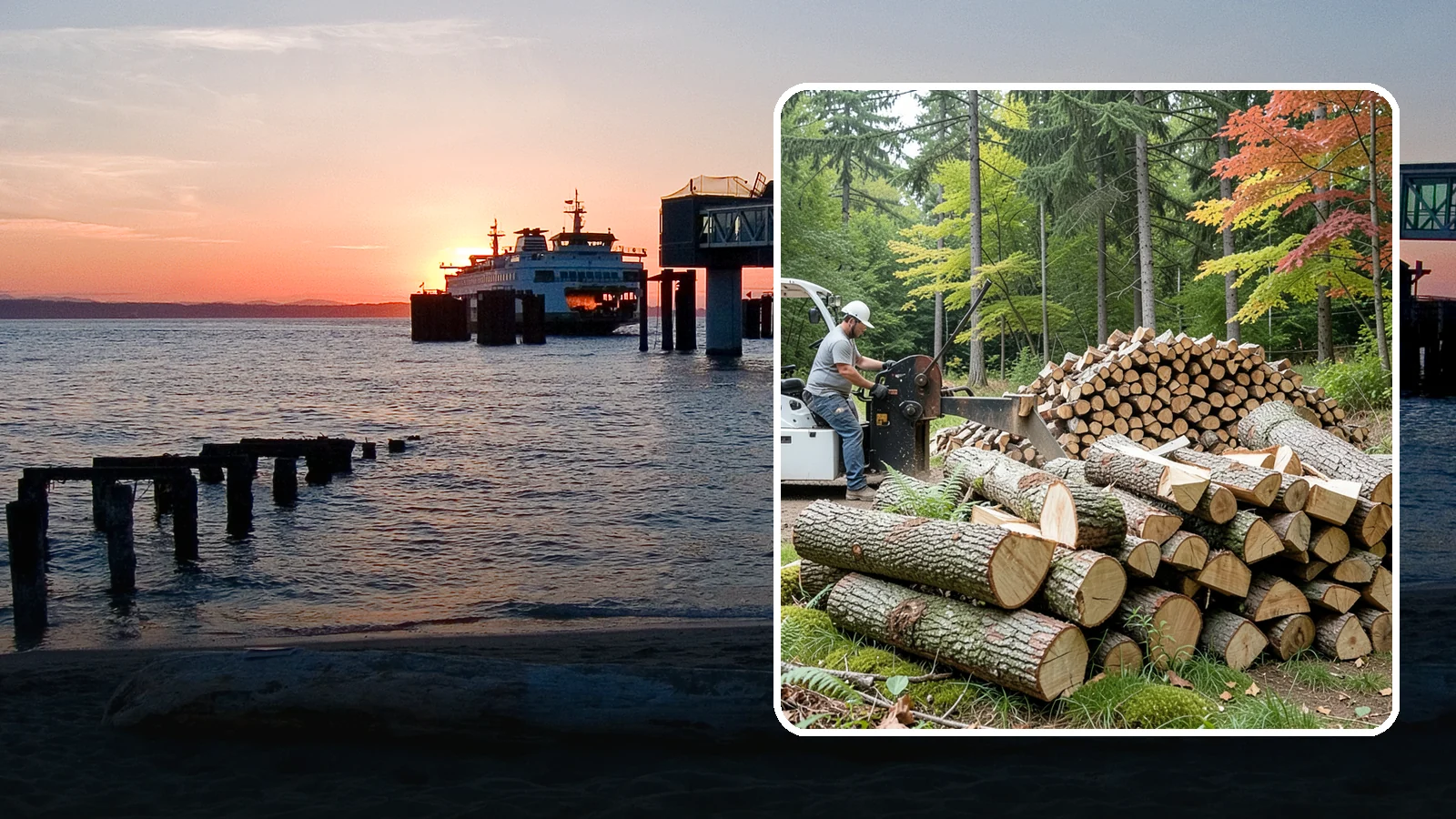 Storm Wood Processing in Edmonds, Snohomish County, WA - We process storm-downed trees and limbs into stacked, usable firewood.
