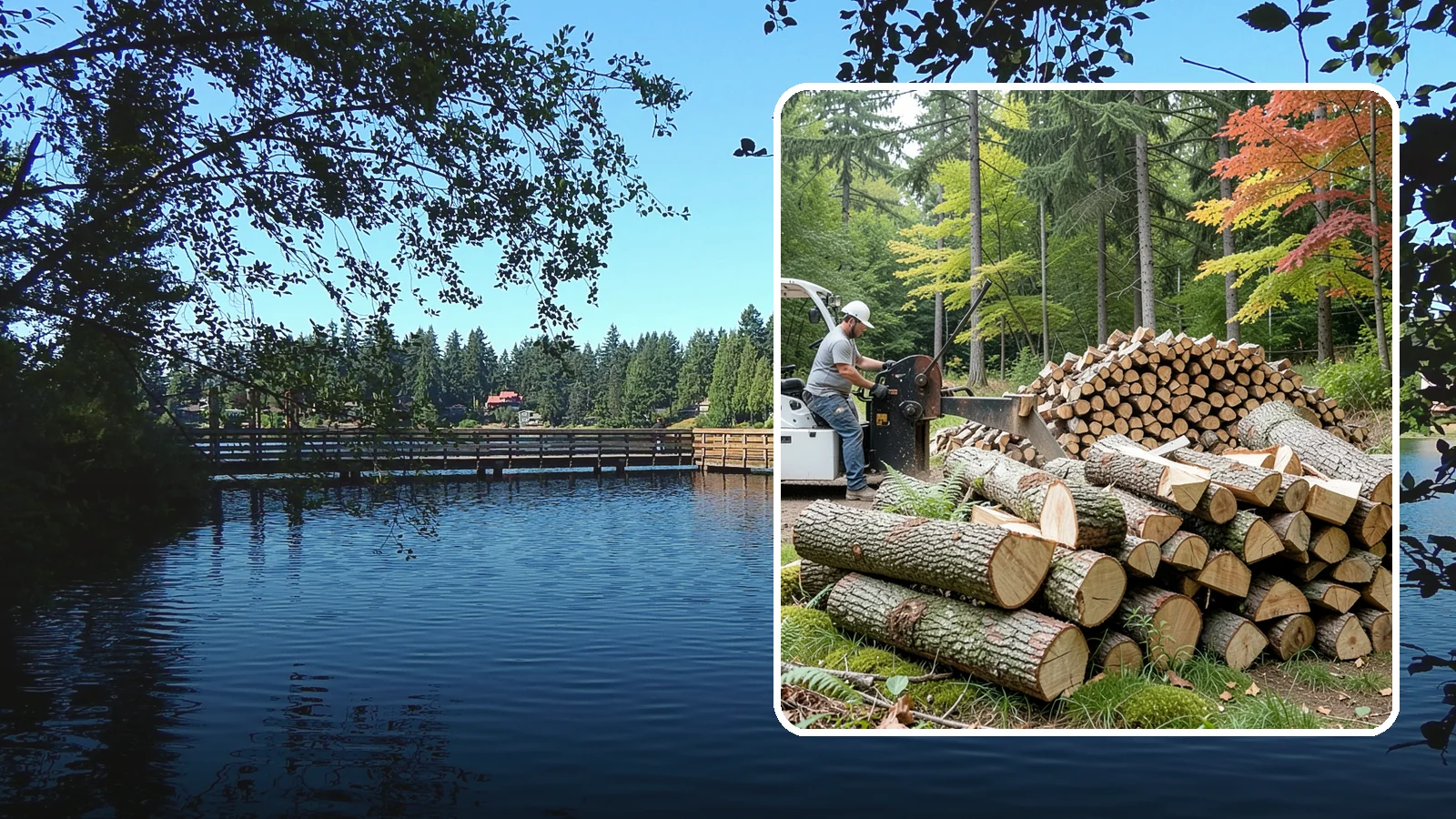 Storm Wood Processing in Federal Way, King County, WA - We process storm-downed trees and limbs into stacked, usable firewood.