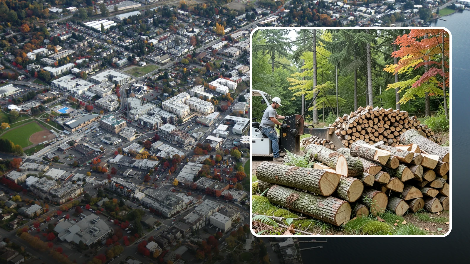Storm Wood Processing in Kirkland, King County, WA - We process storm-downed trees and limbs into stacked, usable firewood.