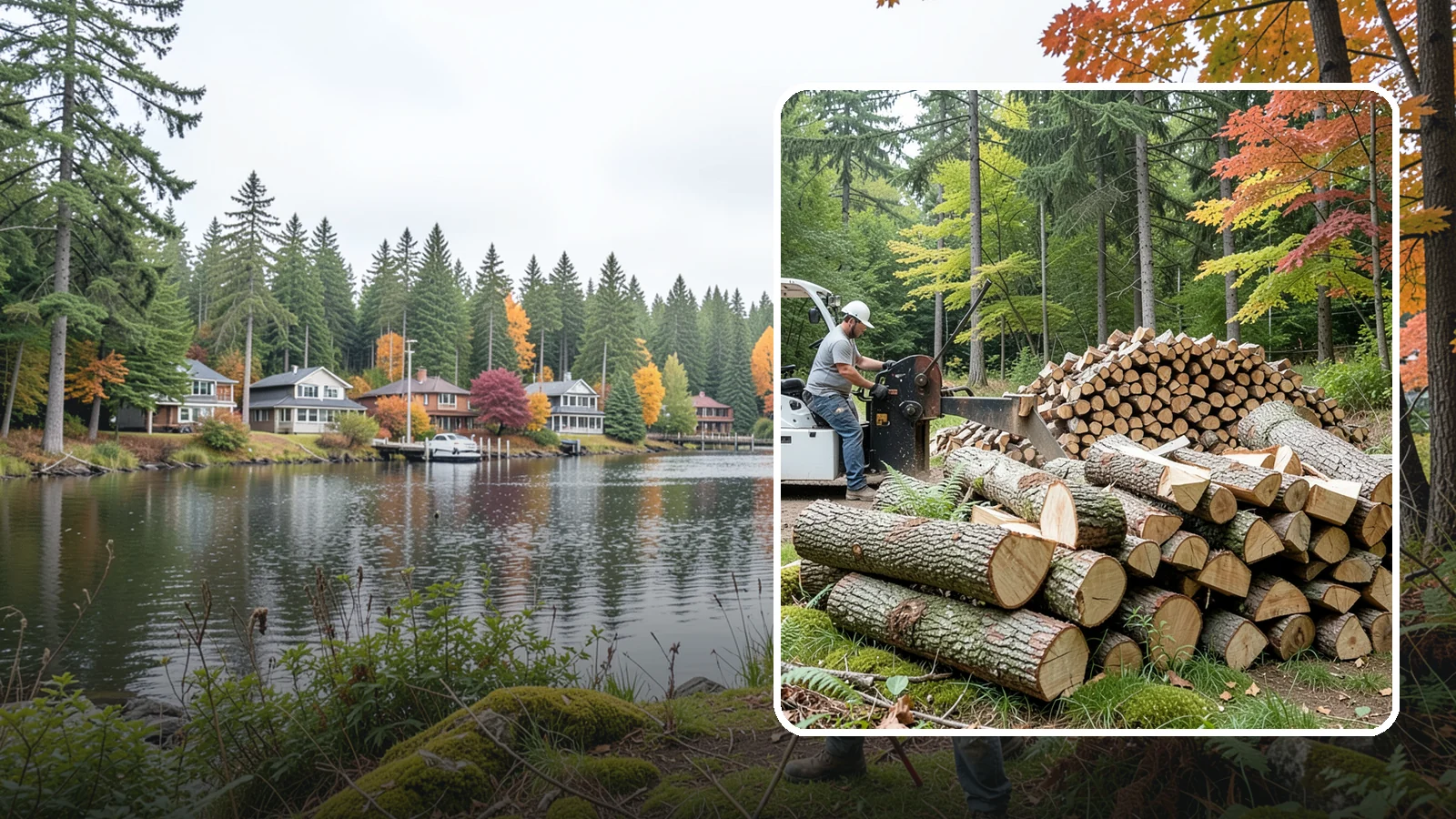 Storm Wood Processing in La Conner, Skagit County, WA - We process storm-downed trees and limbs into stacked, usable firewood.