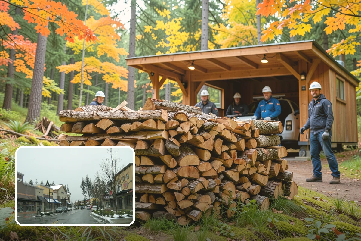 Storm Wood Processing in Mill Creek, Snohomish County, WA - Recovers value from storm-damaged trees