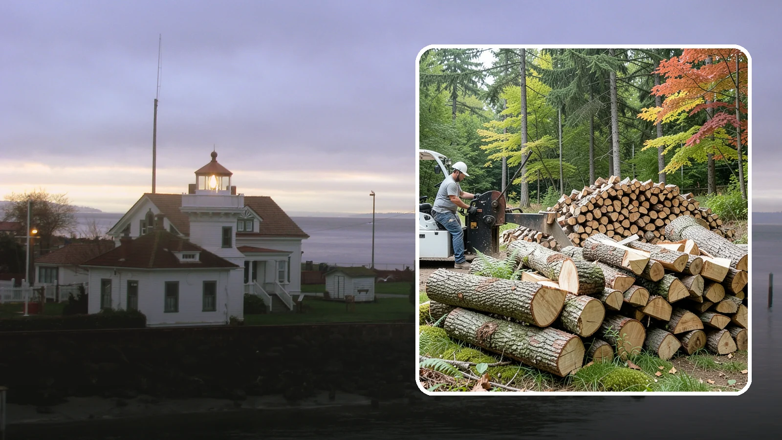 Storm Wood Processing in Mukilteo, Snohomish County, WA - We process storm-downed trees and limbs into stacked, usable firewood.