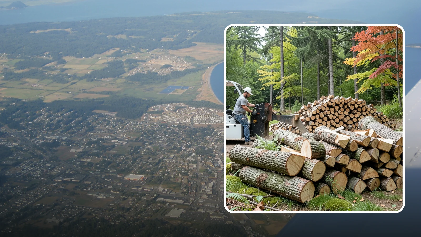 Storm Wood Processing in Oak Harbor, Island County, WA - We process storm-downed trees and limbs into stacked, usable firewood.