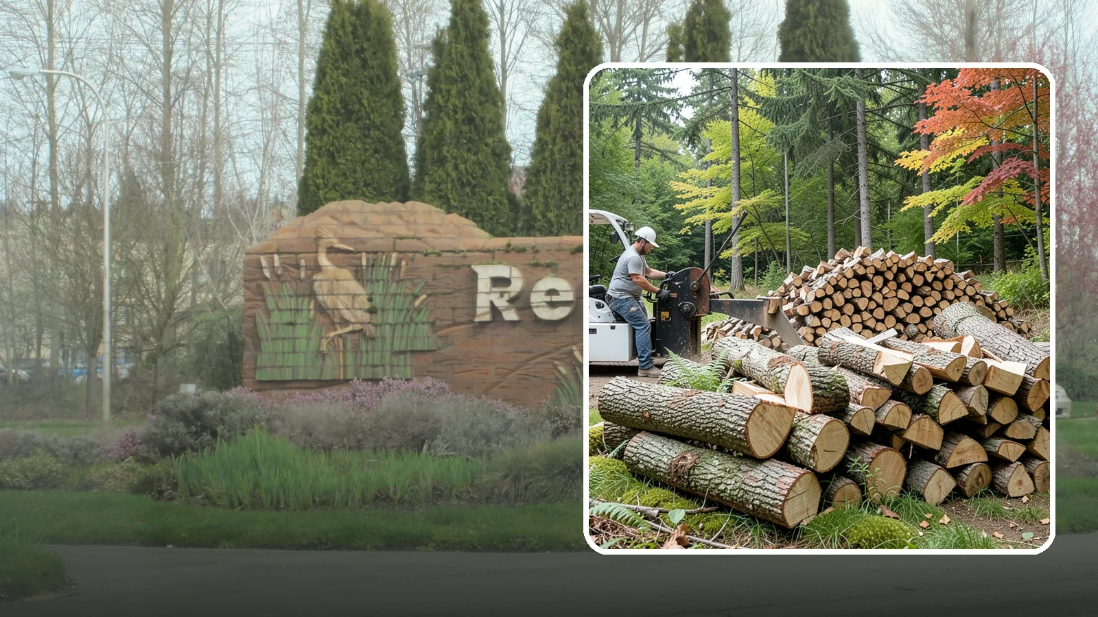 Storm Wood Processing in Renton, King County, WA - We process storm-downed trees and limbs into stacked, usable firewood.