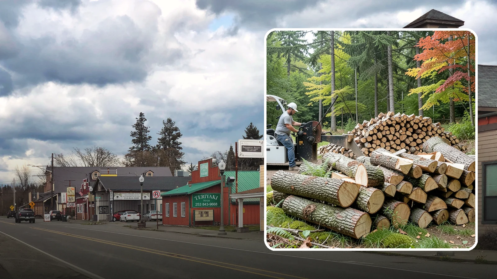 Storm Wood Processing in Roy, Pierce County, WA - We process storm-downed trees and limbs into stacked, usable firewood.