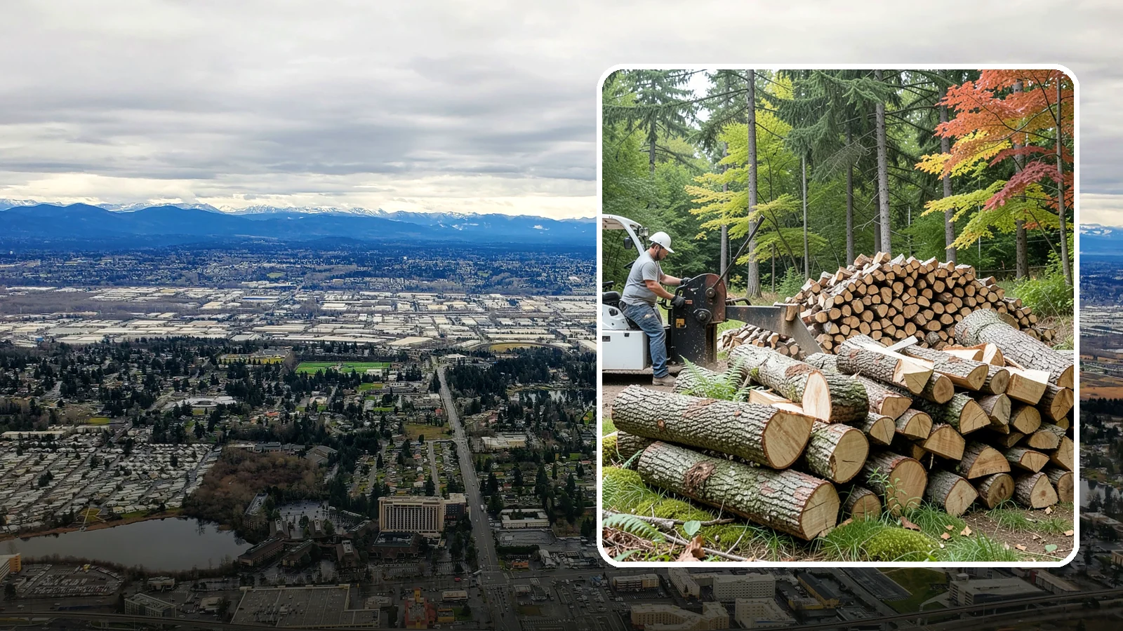 Storm Wood Processing in SeaTac, WA - We process storm-downed trees and limbs into stacked, usable firewood.