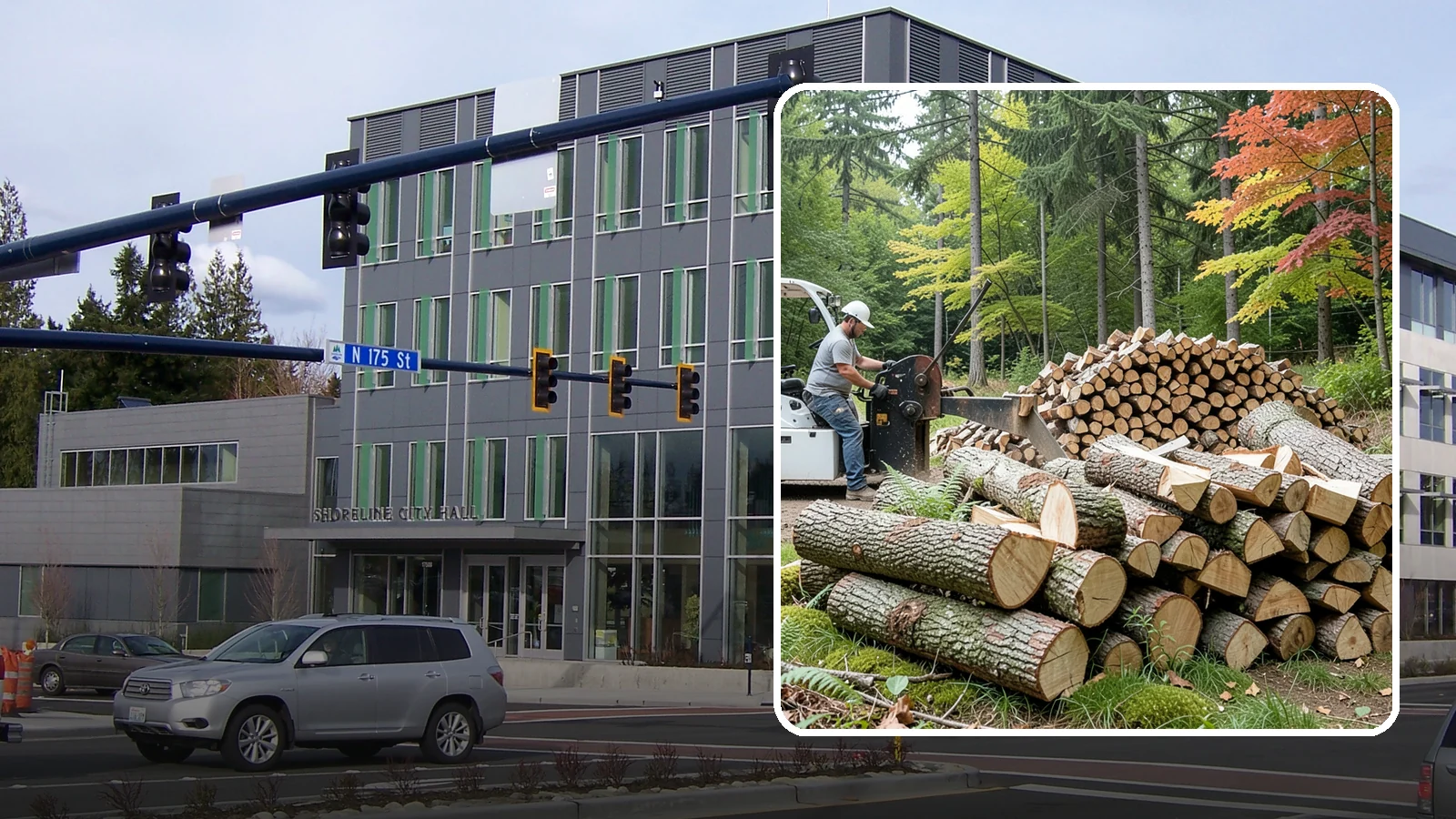 Storm Wood Processing in Shoreline, King County, WA - We process storm-downed trees and limbs into stacked, usable firewood.