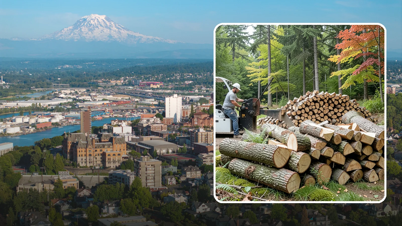 Storm Wood Processing in Tacoma, Pierce County, WA - We process storm-downed trees and limbs into stacked, usable firewood.