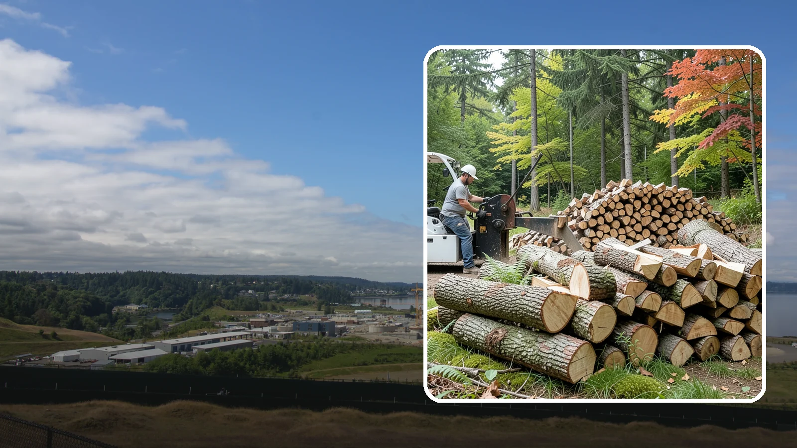 Storm Wood Processing in University Place, Pierce County, WA - We process storm-downed trees and limbs into stacked, usable firewood.