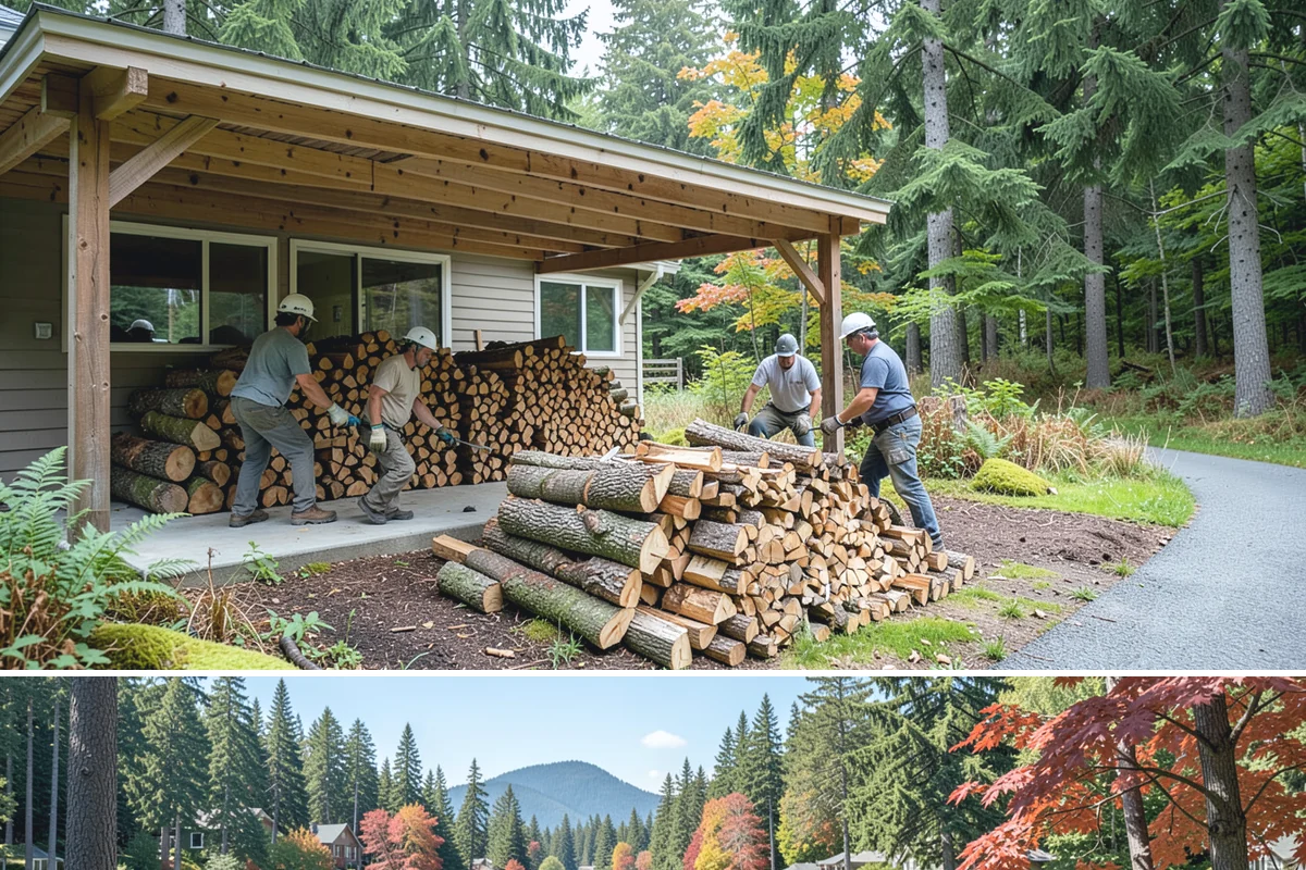 Summer Seasoning in Covington, King County, WA - Summer is the prime seasoning window, when long dry days pull moisture out fastest ahead of winter.