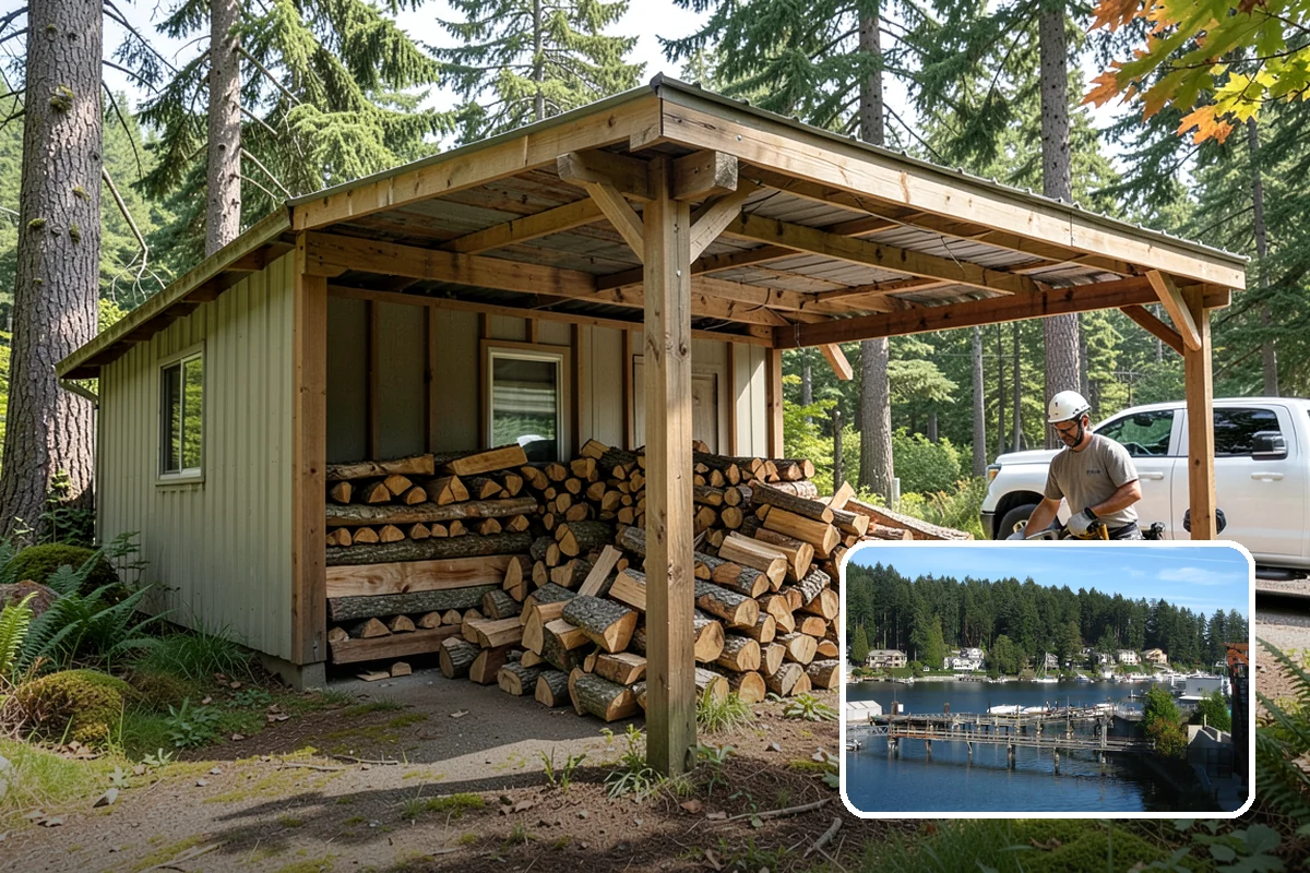Summer Seasoning in Gig Harbor, Pierce County, WA - Uses the driest months for effective seasoning