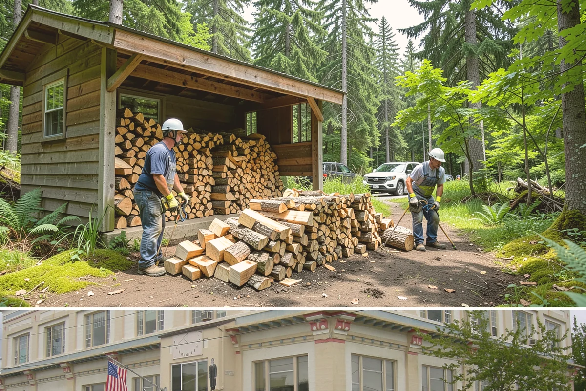 Urban Wood Recycling in Anacortes, Skagit County, WA - Recovered wood flows year-round, with demand for the finished firewood rising through fall and winter.