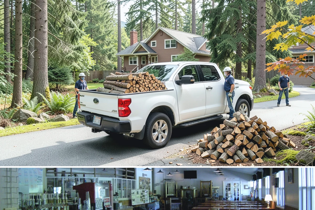 Urban Wood Recycling in Black Diamond, King County, WA - Recovered wood flows year-round, with demand for the finished firewood rising through fall and winter.