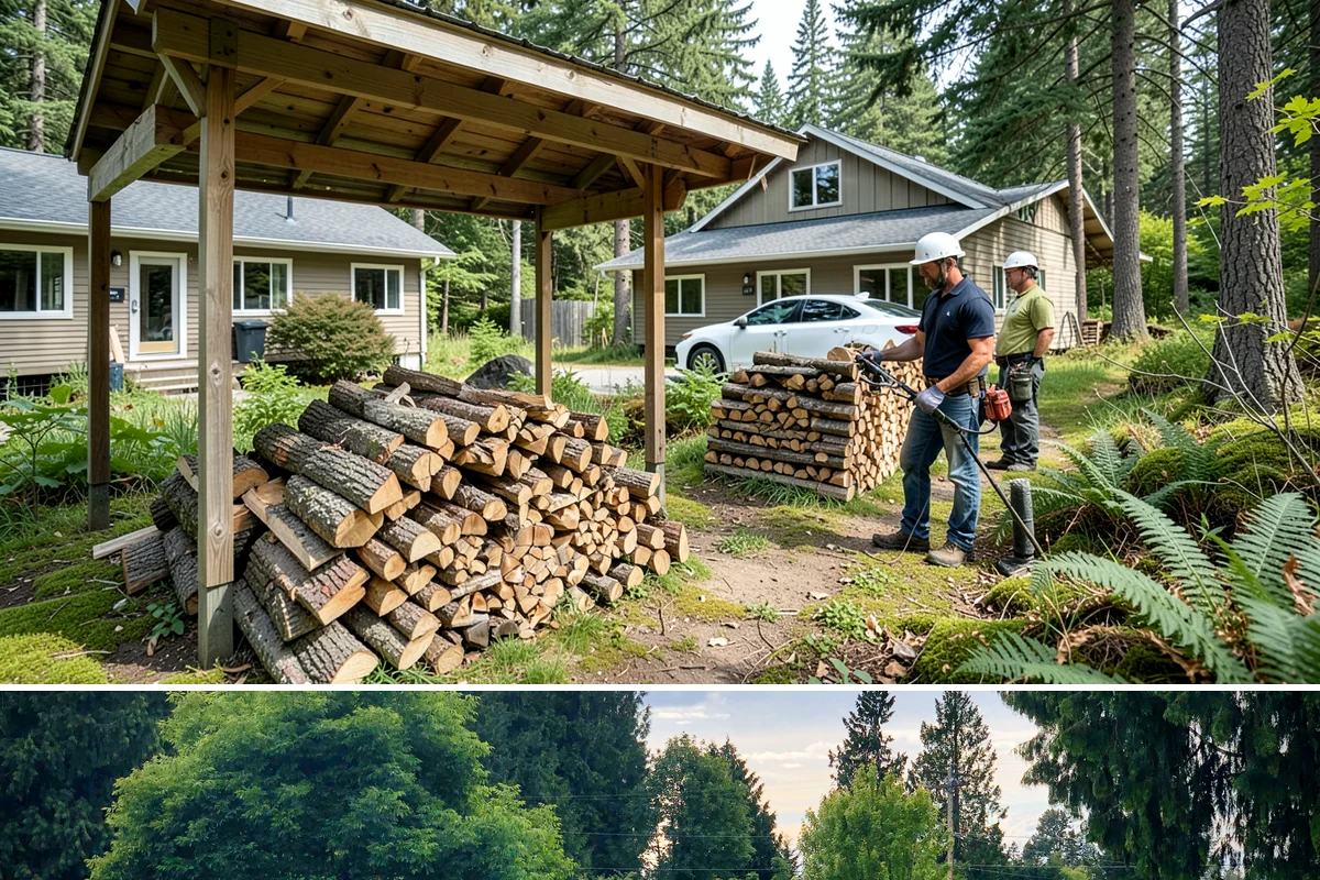 Urban Wood Recycling in Bonney Lake, Pierce County, WA - Recovered wood flows year-round, with demand for the finished firewood rising through fall and winter.