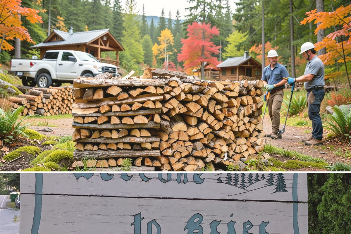 Urban Wood Recycling in Brier, Snohomish County, WA - Recovered wood flows year-round, with demand for the finished firewood rising through fall and winter.