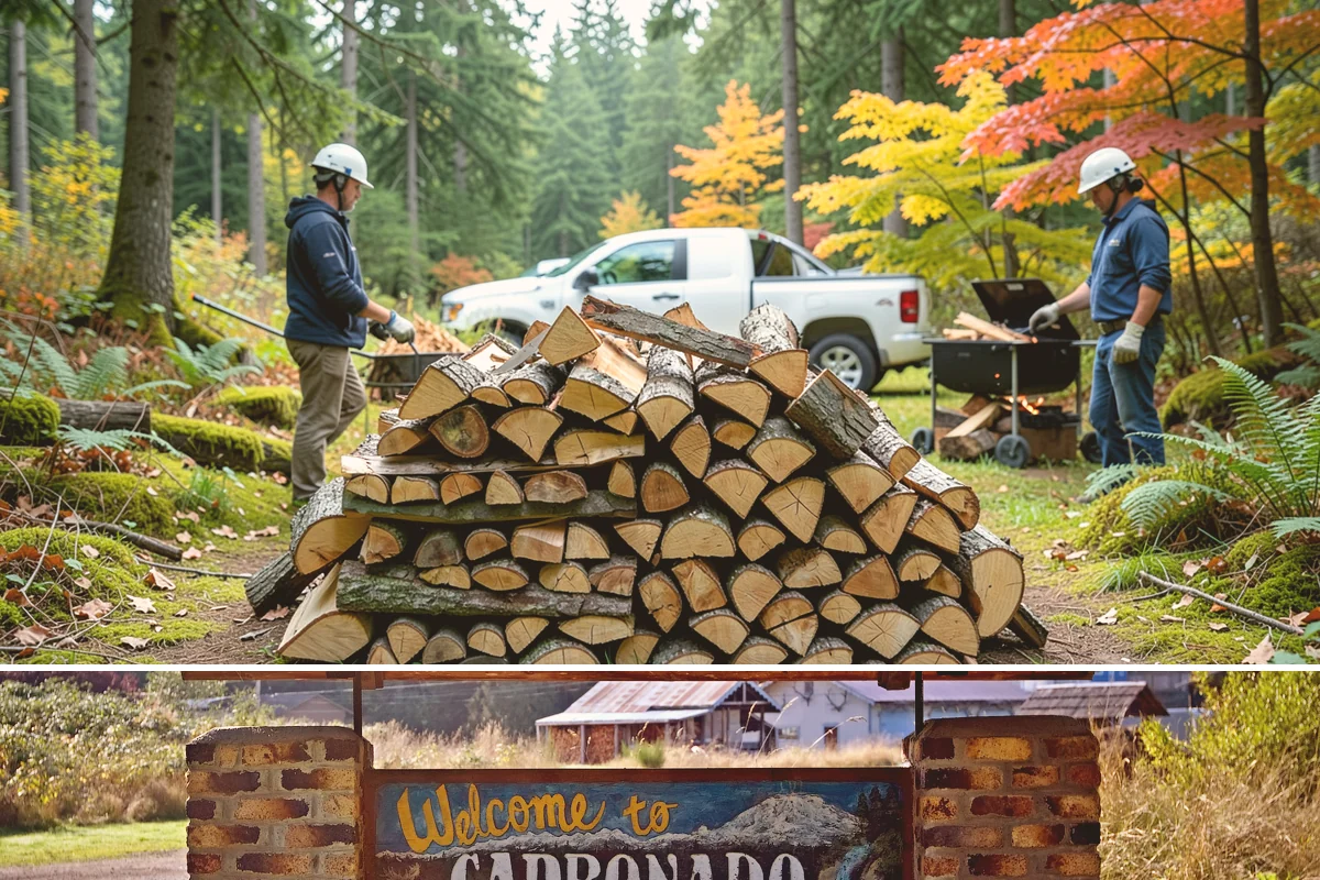 Urban Wood Recycling in Carbonado, Pierce County, WA - Recovered wood flows year-round, with demand for the finished firewood rising through fall and winter.