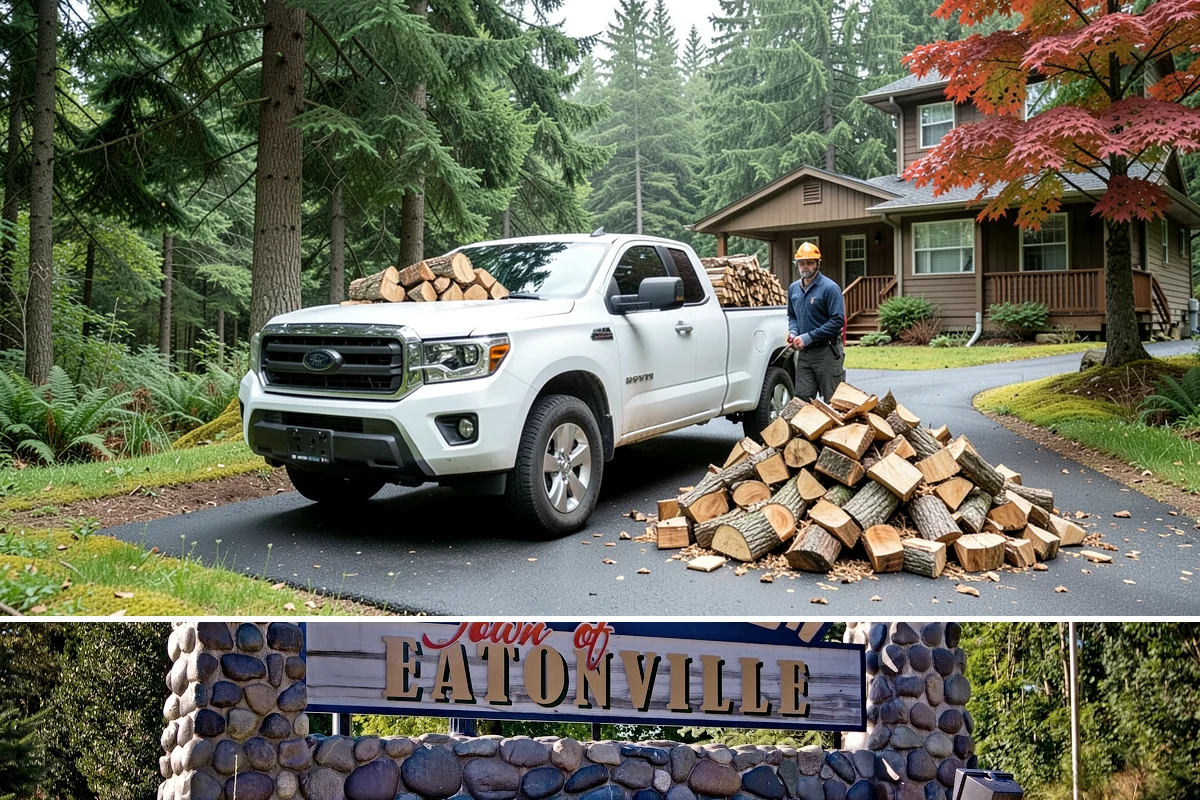 Urban Wood Recycling in Eatonville, WA - Recovered wood flows year-round, with demand for the finished firewood rising through fall and winter.