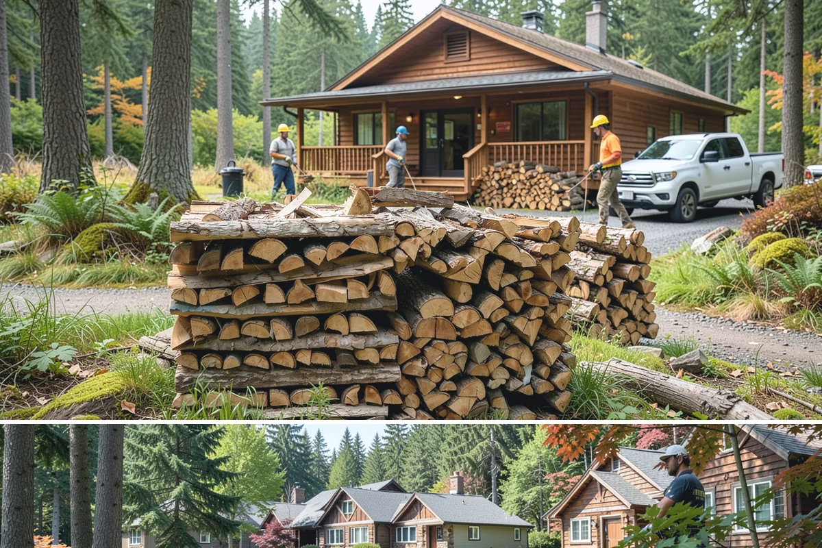 Urban Wood Recycling in Edgewood, Pierce County, WA - Recovered wood flows year-round, with demand for the finished firewood rising through fall and winter.
