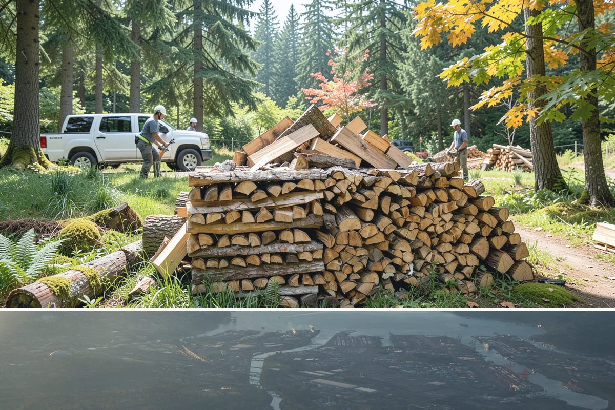 Urban Wood Recycling in Fife, Pierce County, WA - Recovered wood flows year-round, with demand for the finished firewood rising through fall and winter.