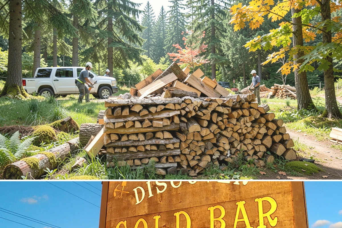 Urban Wood Recycling in Gold Bar, Snohomish County, WA - Recovered wood flows year-round, with demand for the finished firewood rising through fall and winter.