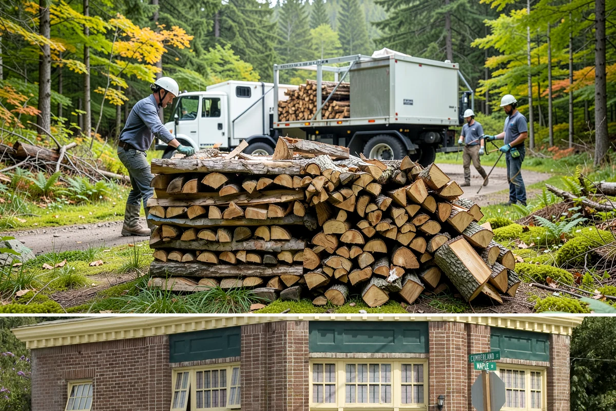 Urban Wood Recycling in Hamilton, Skagit County, WA - Recovered wood flows year-round, with demand for the finished firewood rising through fall and winter.