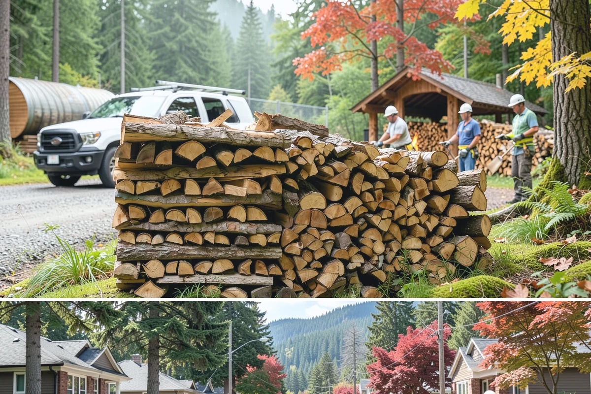 Urban Wood Recycling in Hunts Point, King County, WA - Recovered wood flows year-round, with demand for the finished firewood rising through fall and winter.