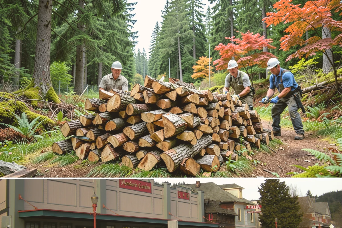 Urban Wood Recycling in Issaquah, King County, WA - Recovered wood flows year-round, with demand for the finished firewood rising through fall and winter.