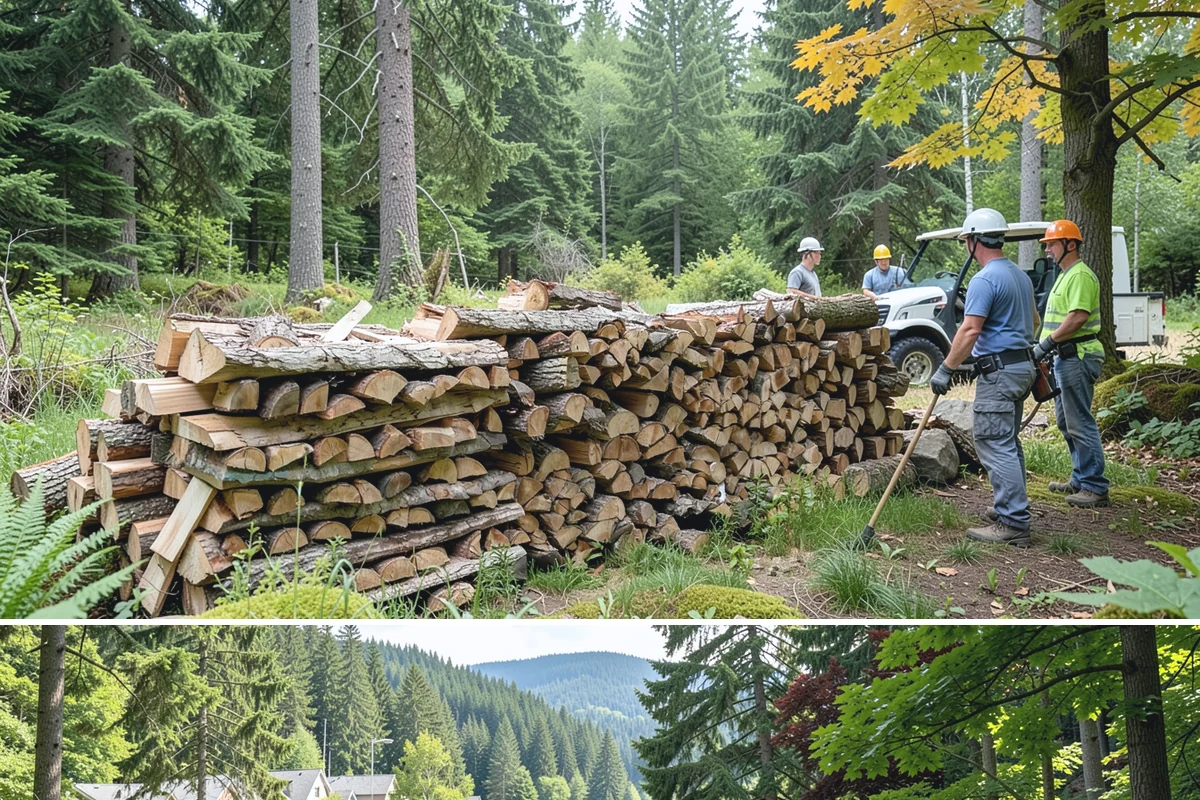 Urban Wood Recycling in Lake Forest Park, King County, WA - Recovered wood flows year-round, with demand for the finished firewood rising through fall and winter.