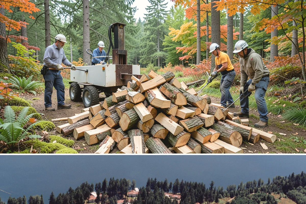Urban Wood Recycling in Lakewood, Pierce County, WA - Recovered wood flows year-round, with demand for the finished firewood rising through fall and winter.