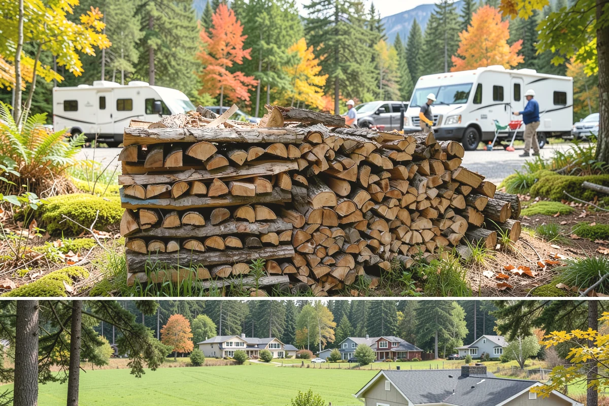 Urban Wood Recycling in Lyman, Skagit County, WA - Recovered wood flows year-round, with demand for the finished firewood rising through fall and winter.