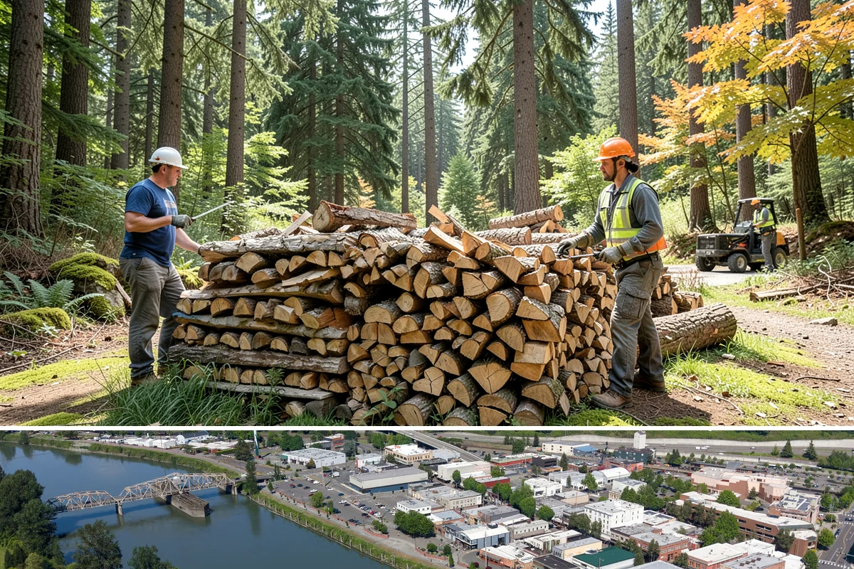 Urban Wood Recycling in Mount Vernon, Skagit County, WA - Recovered wood flows year-round, with demand for the finished firewood rising through fall and winter.