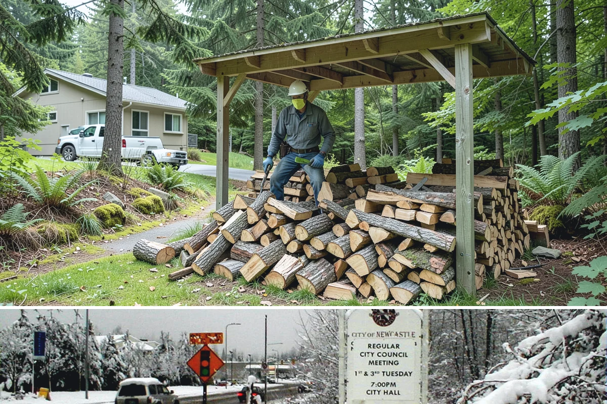 Urban Wood Recycling in Newcastle, King County, WA - Recovered wood flows year-round, with demand for the finished firewood rising through fall and winter.