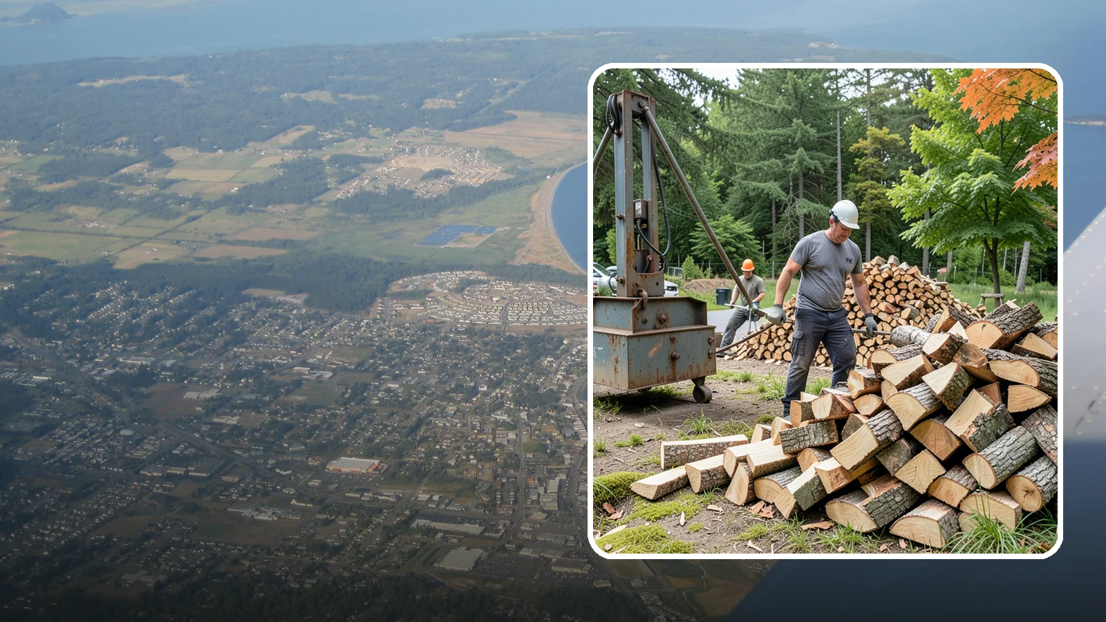 Urban Wood Recycling in Oak Harbor, Island County, WA - We recover wood from urban tree work and turn it into firewood instead of letting it go to the chipper or landfill.