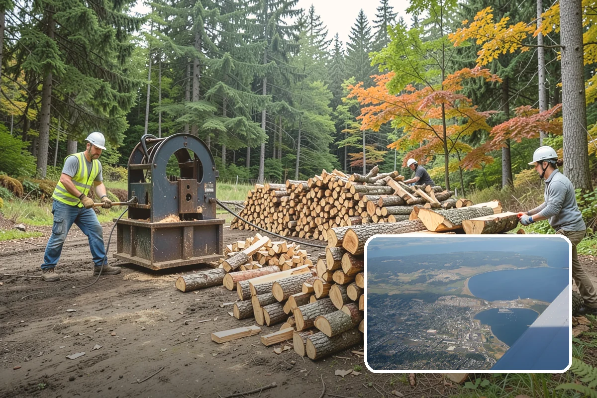 Urban Wood Recycling in Oak Harbor, Island County, WA - Recovers urban tree wood that would be wasted