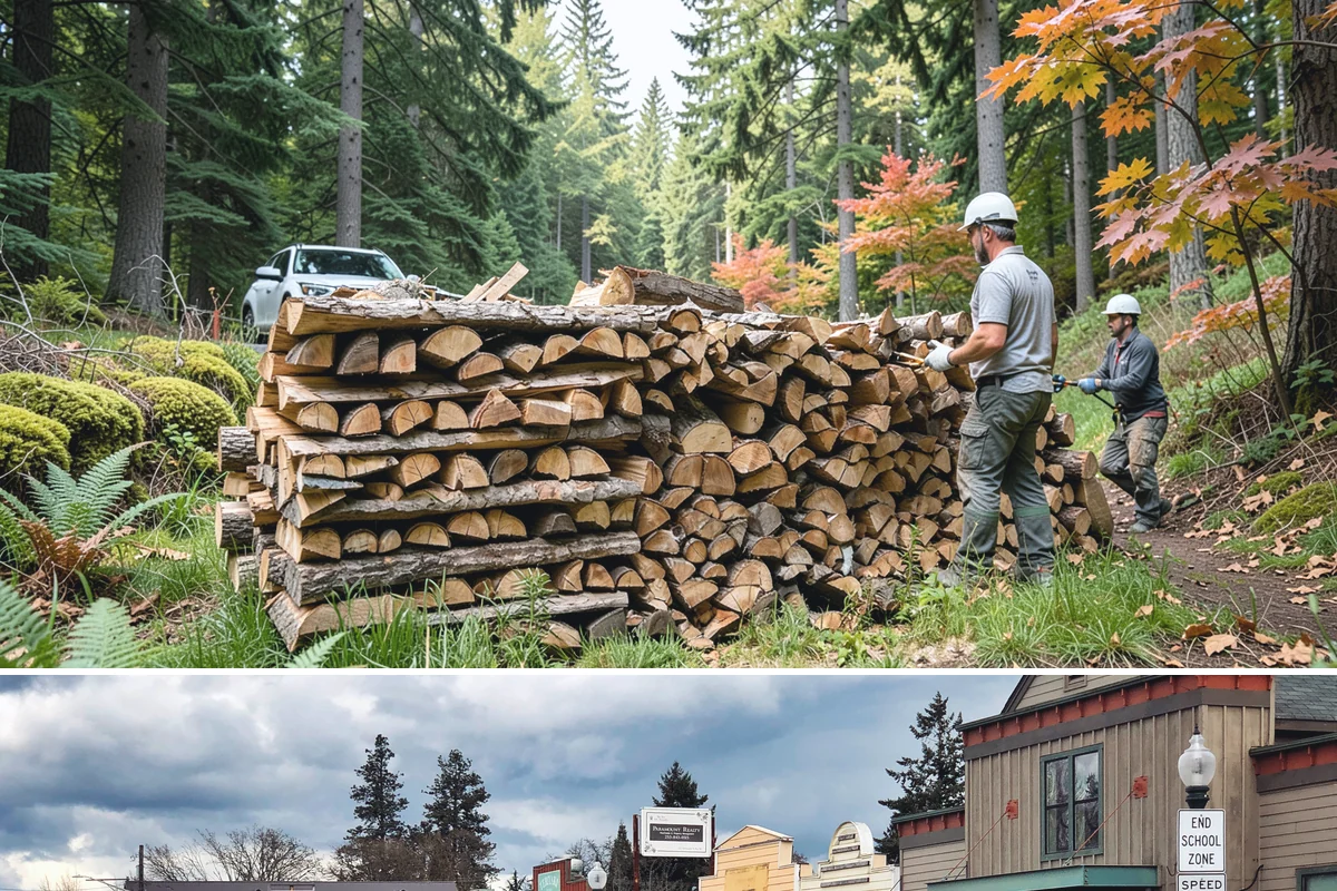 Urban Wood Recycling in Roy, Pierce County, WA - Recovered wood flows year-round, with demand for the finished firewood rising through fall and winter.