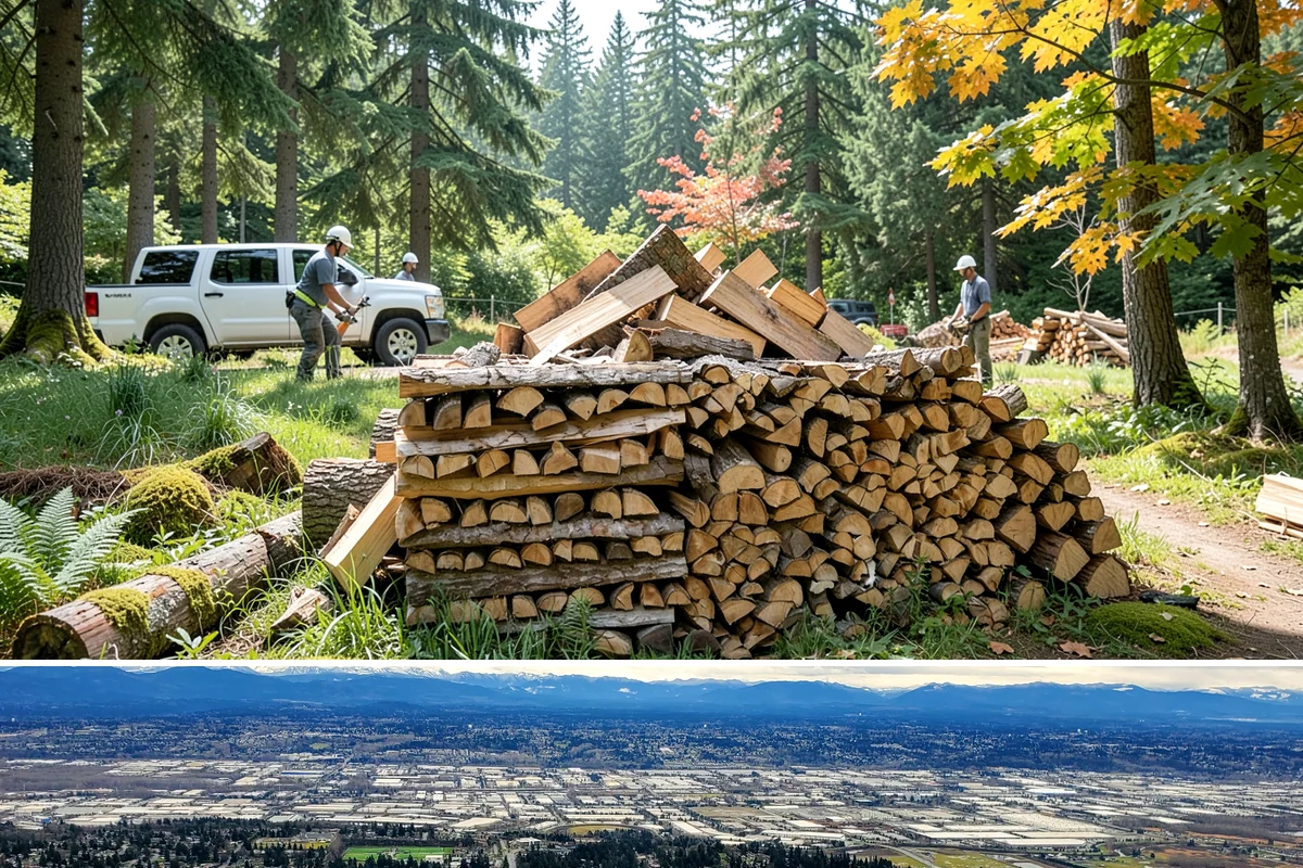 Urban Wood Recycling in SeaTac, WA - Recovered wood flows year-round, with demand for the finished firewood rising through fall and winter.
