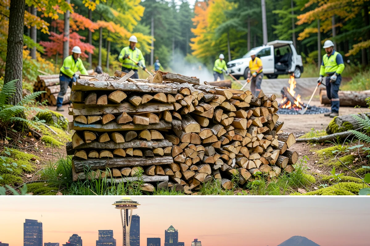 Urban Wood Recycling in Seattle, King County, WA - Recovered wood flows year-round, with demand for the finished firewood rising through fall and winter.