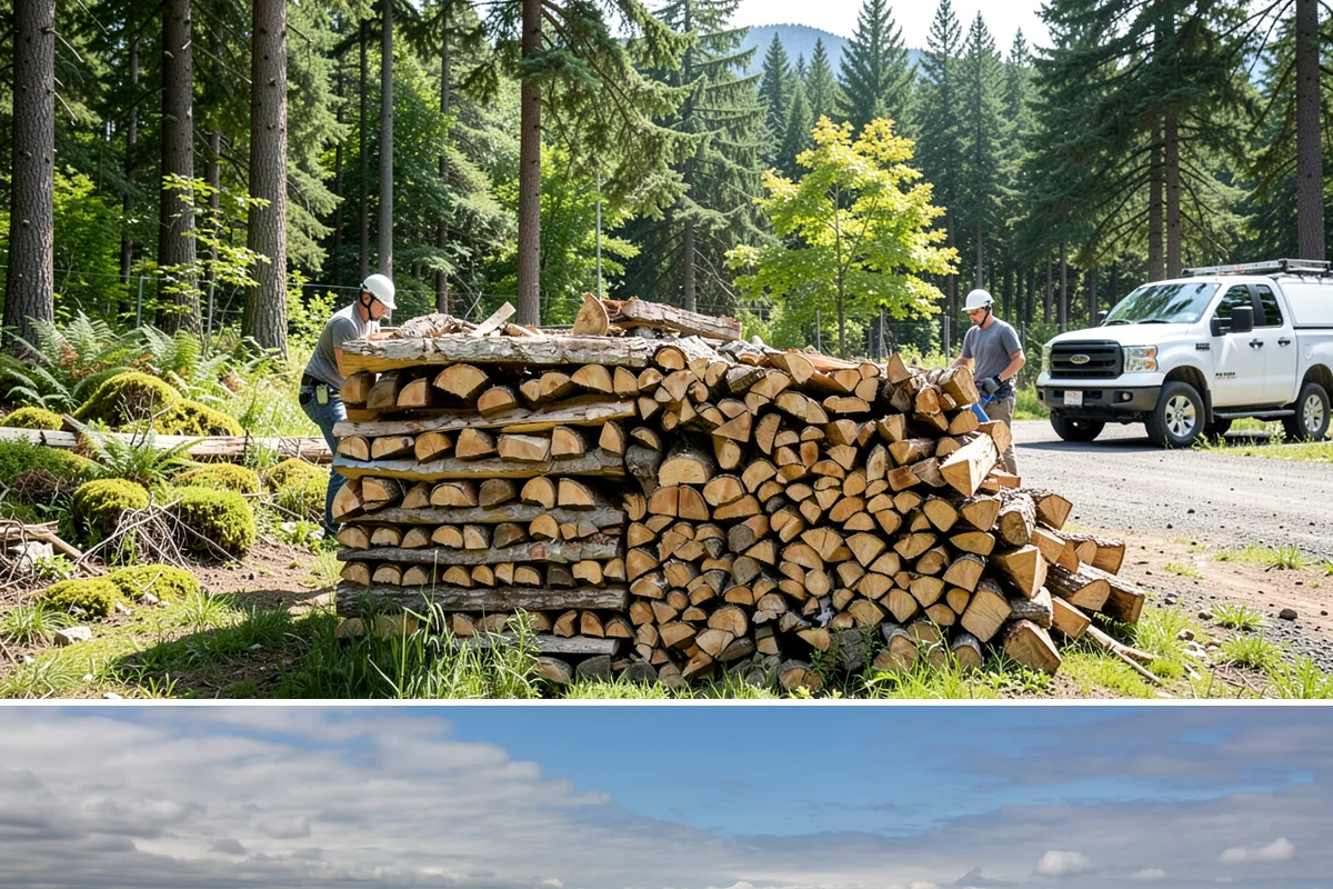 Urban Wood Recycling in University Place, Pierce County, WA - Recovered wood flows year-round, with demand for the finished firewood rising through fall and winter.