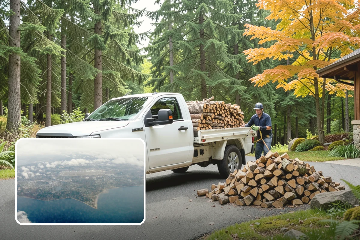 Vacation Rental Firewood in Burien, King County, WA - Guests arrive to a stocked, ready-to-burn woodpile