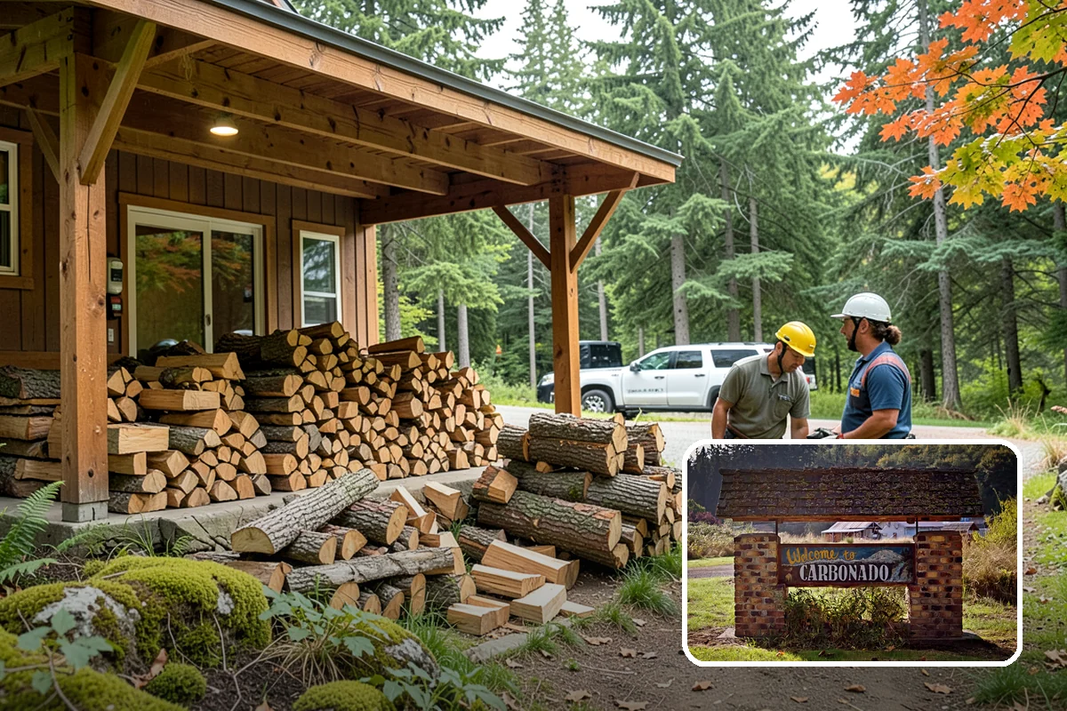 Vacation Rental Firewood in Carbonado, Pierce County, WA - Guests arrive to a stocked, ready-to-burn woodpile