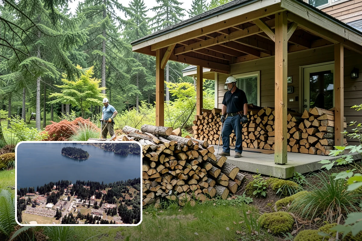 Vacation Rental Firewood in Lakewood, Pierce County, WA - Guests arrive to a stocked, ready-to-burn woodpile
