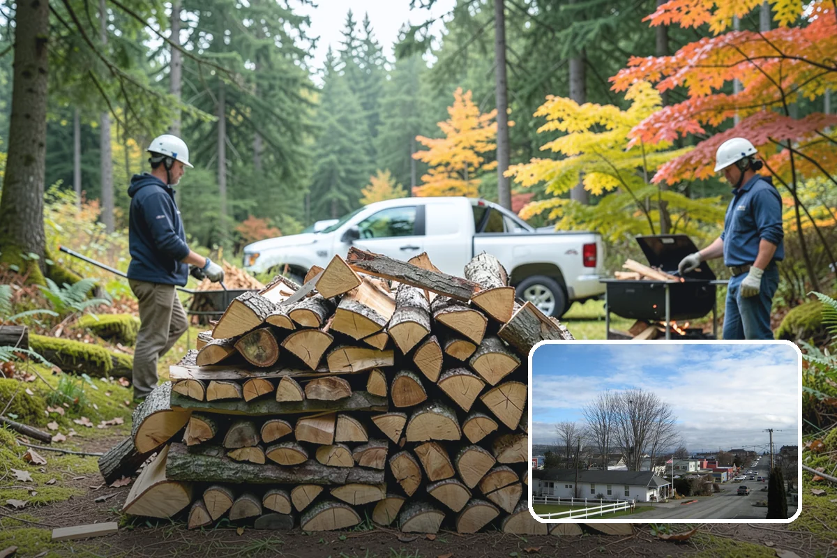 Vacation Rental Firewood in Langley, Island County, WA - Guests arrive to a stocked, ready-to-burn woodpile