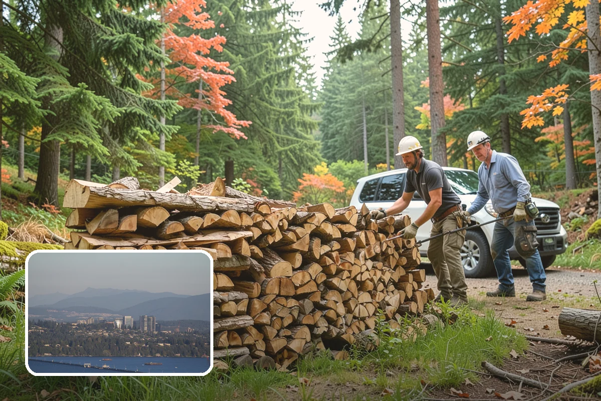 Vacation Rental Firewood in Medina, King County, WA - Guests arrive to a stocked, ready-to-burn woodpile