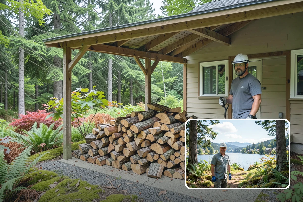 Vacation Rental Firewood in Milton, King County, WA - Guests arrive to a stocked, ready-to-burn woodpile
