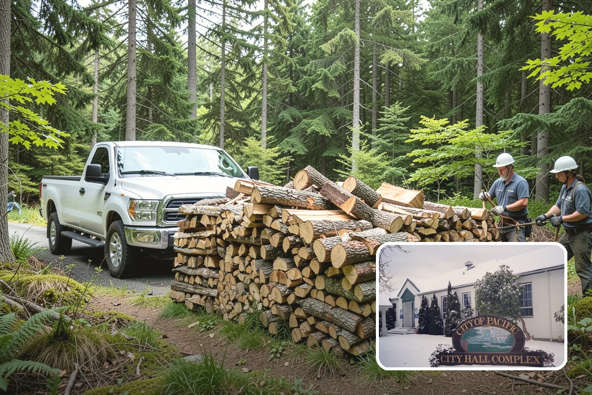 Vacation Rental Firewood in Pacific, King County, WA - Guests arrive to a stocked, ready-to-burn woodpile