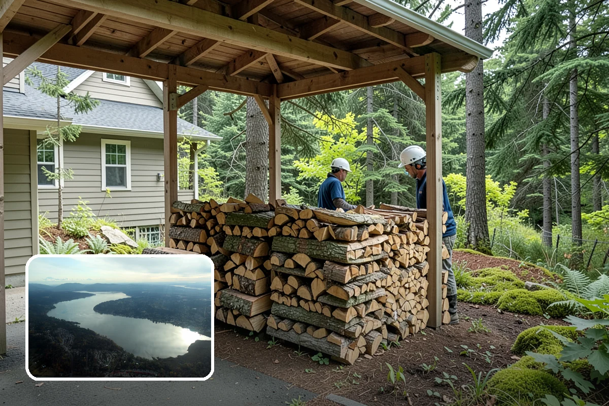 Vacation Rental Firewood in Sammamish, King County, WA - Guests arrive to a stocked, ready-to-burn woodpile