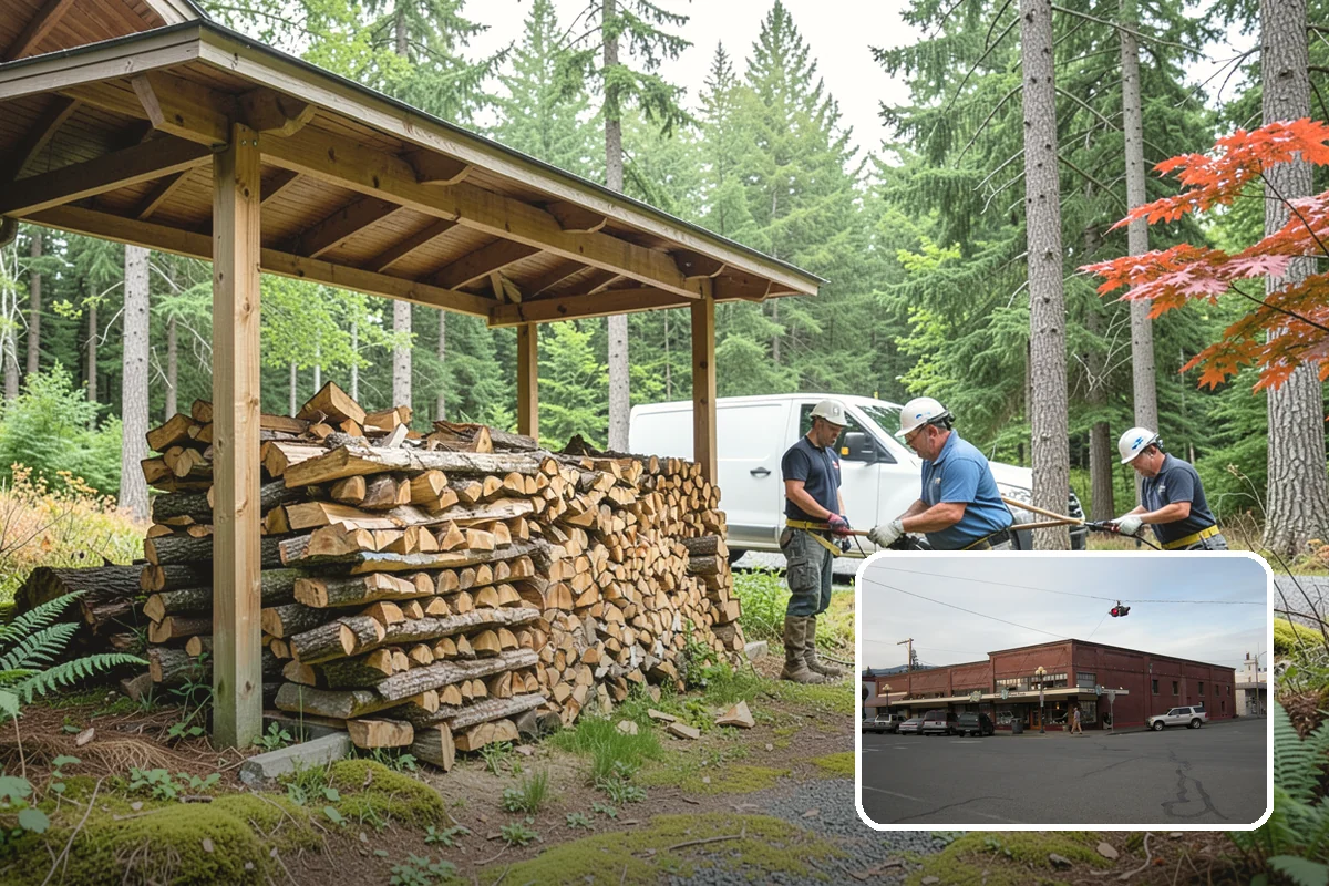 Vacation Rental Firewood in Sedro-Woolley, Skagit County, WA - Guests arrive to a stocked, ready-to-burn woodpile
