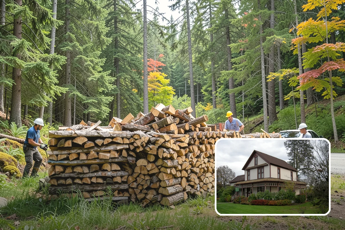 Vacation Rental Firewood in Sumner, Pierce County, WA - Guests arrive to a stocked, ready-to-burn woodpile